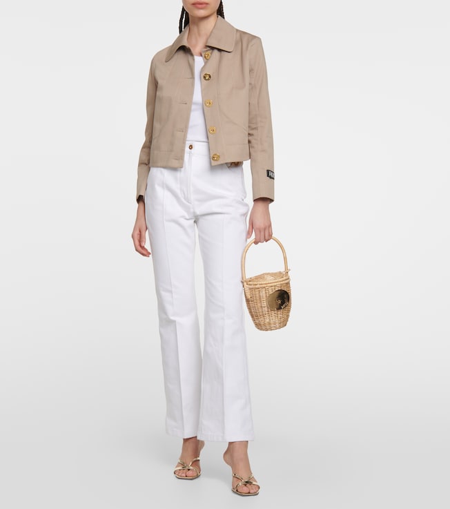 Patou Embellished high-rise flared jeans