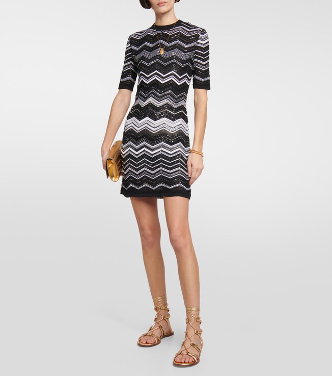 Missoni Zig-zag knit sequined minidress