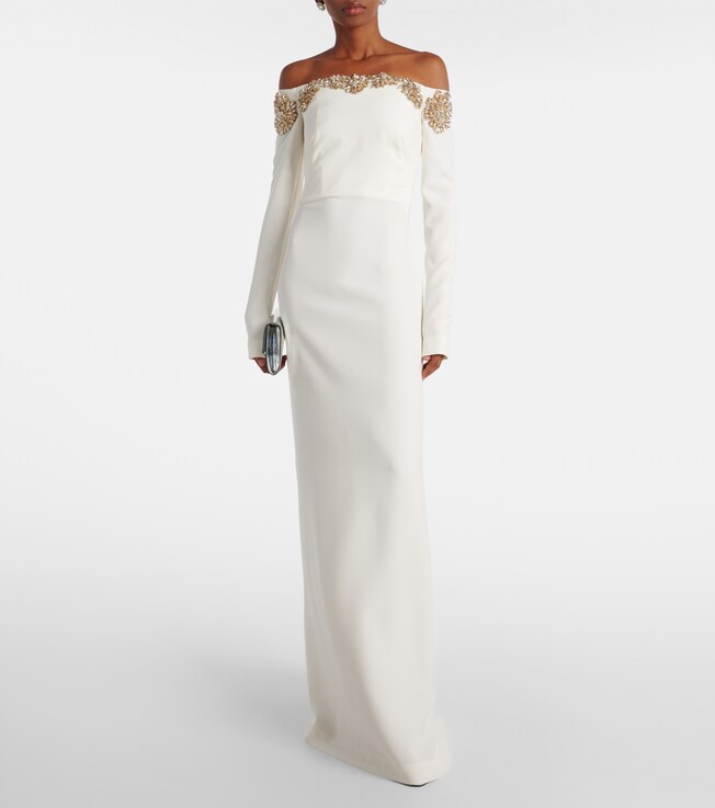 Costarellos Meline embellished crêpe gown