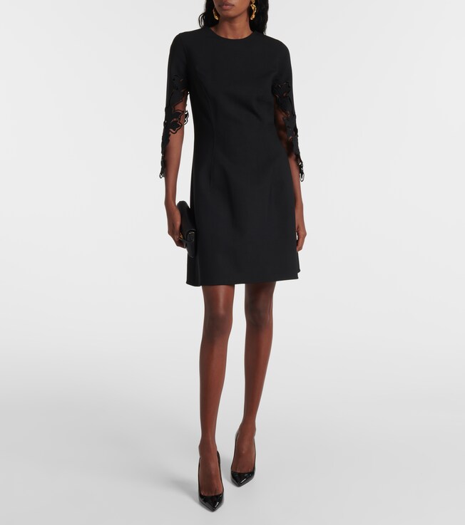 Oscar de la Renta Peony cutout wool-blend minidress