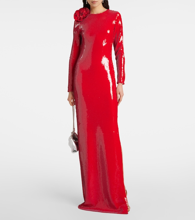 Rodarte Floral-appliqué sequined gown
