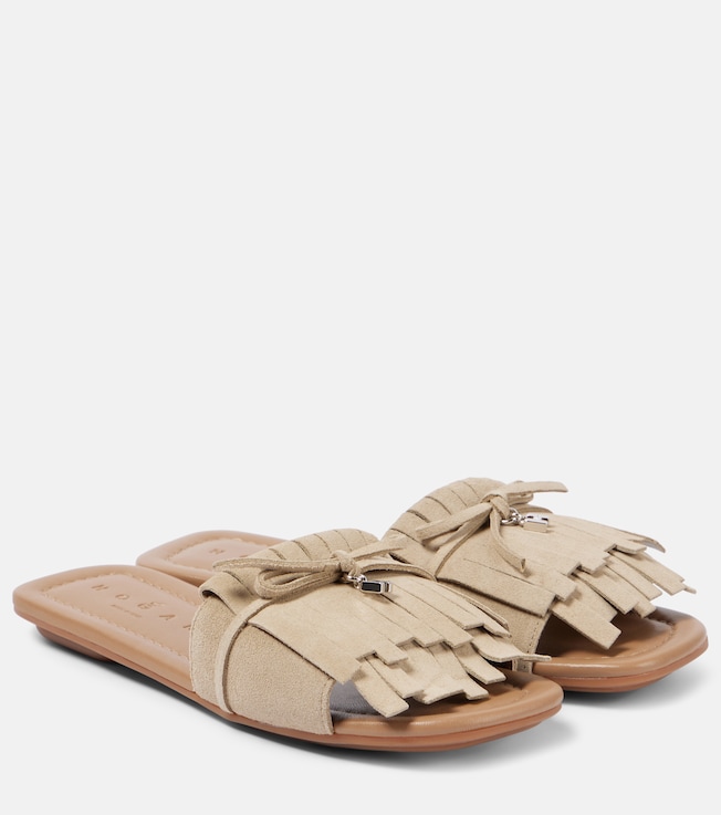 Hogan H685 fringed suede slides
