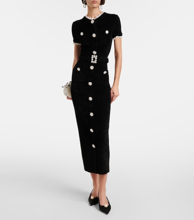 self-portrait Crystal-embellished chenille midi dress