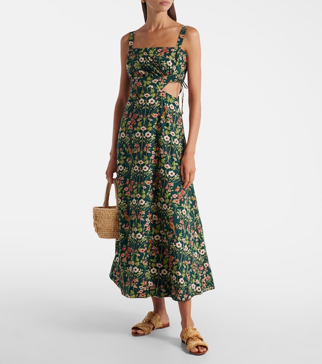 Agua by Agua Bendita Verano cutout floral cotton midi dress