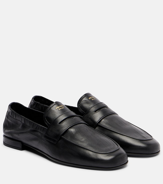 Miu Miu - Logo leather loafers | Plush