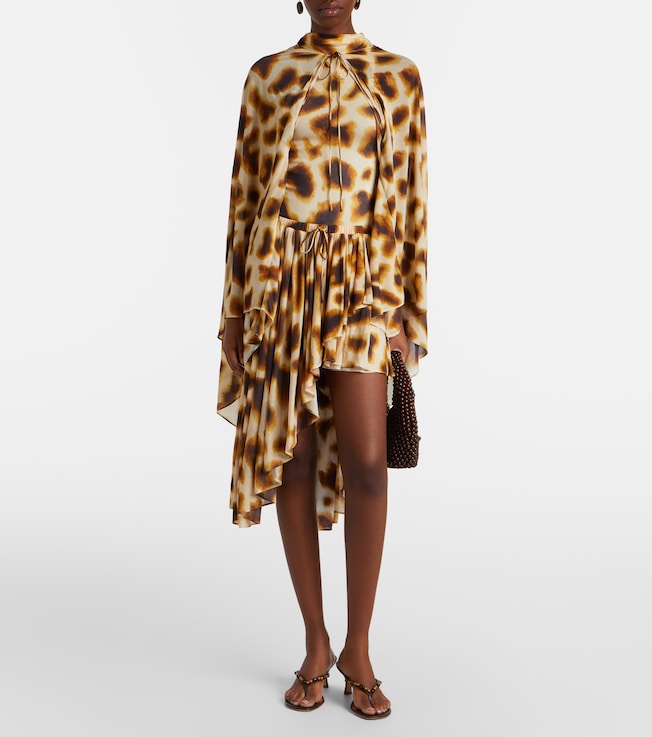 Christopher Esber Gyre printed asymmetric caped minidress