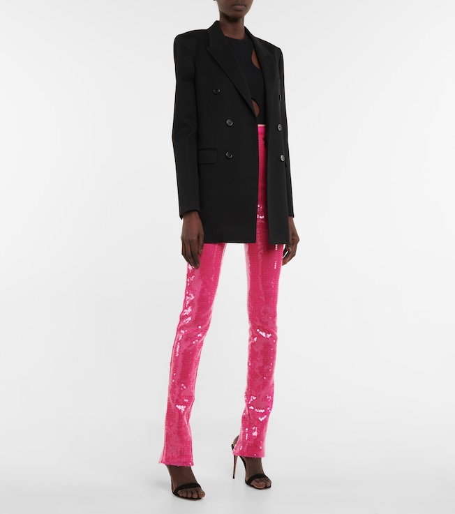 David Koma Sequined high-rise slim pants