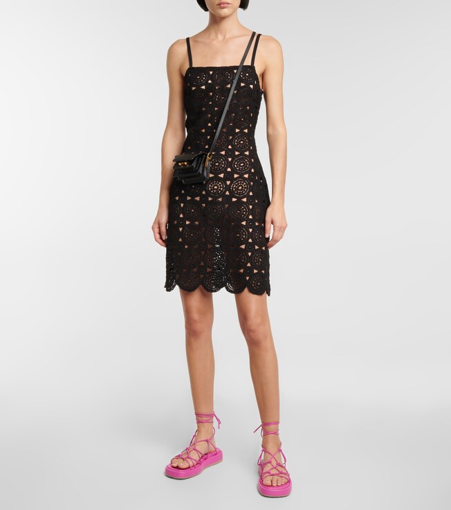 Rotate Silke cotton-blend crochet minidress
