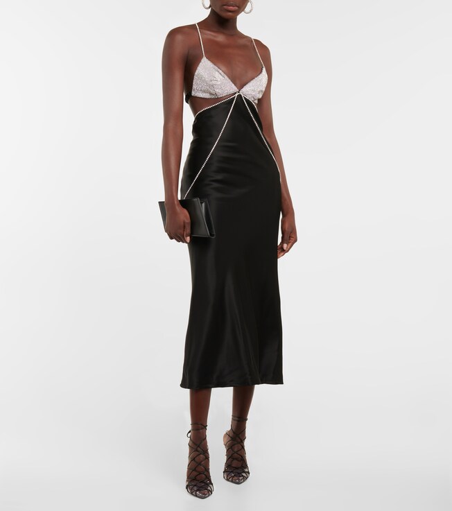 Dodo Bar Or Beatrice embellished silk satin dress