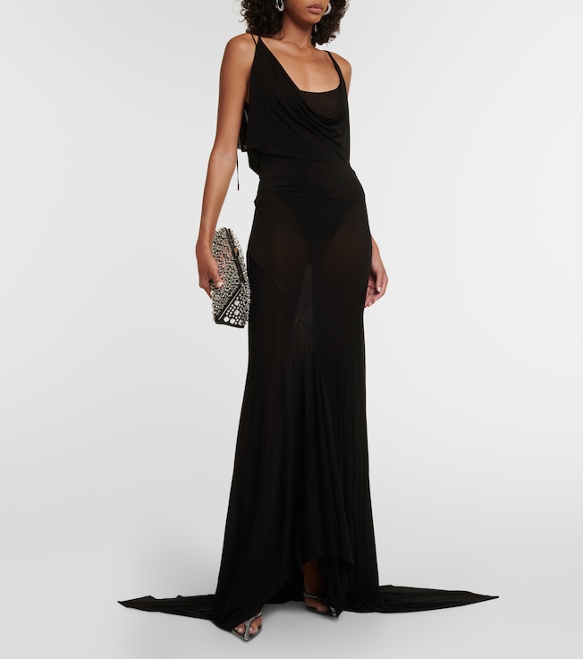 THE ATTICO Semi-sheer jersey gown 