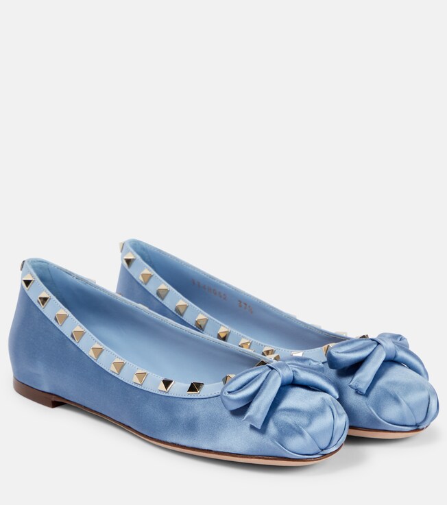 Valentino Garavani Rockstud satin ballet flats