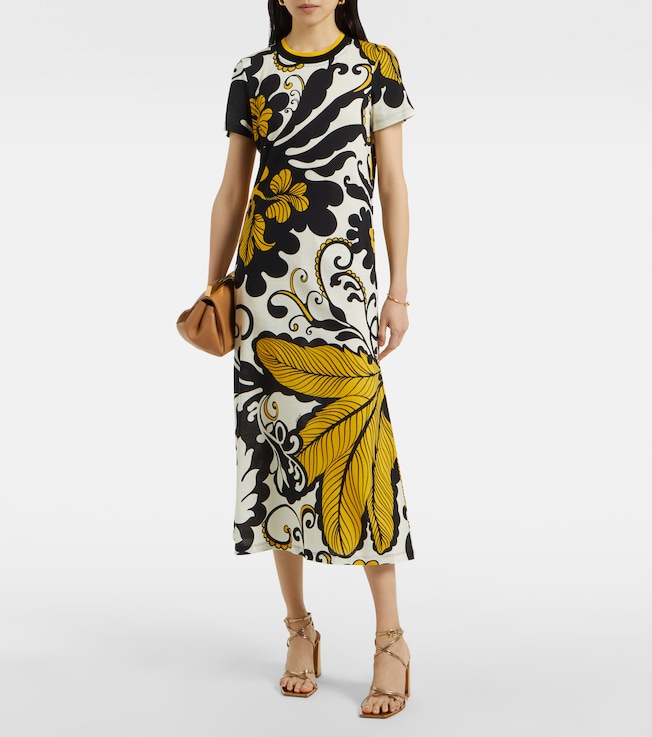 La DoubleJ Meditation floral cotton midi dress