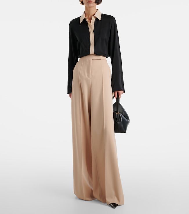Max Mara Pio high-rise silk charmeuse blouse