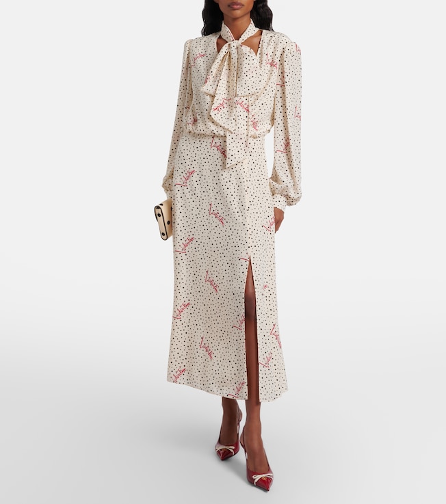 Valentino Polka-dot silk crêpe de chine midi dress