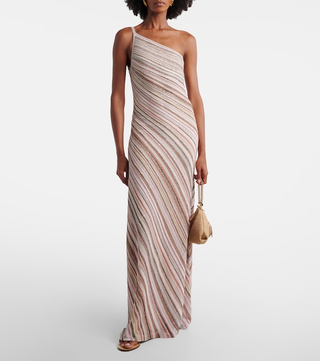 Missoni Sequined one-shoulder lamé maxi dress