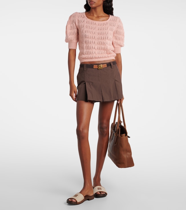 Miu Miu Pointelle knit mohair-blend top