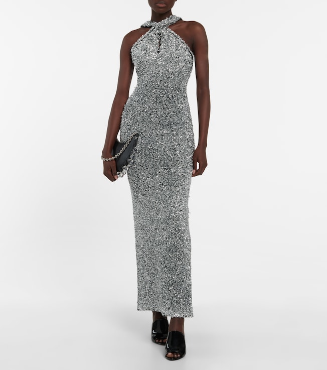 Alaïa Metallic knit halterneck gown