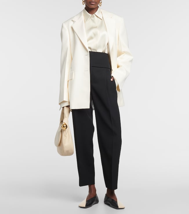 Pantalon ample en laine à taille haute  | Jil Sander