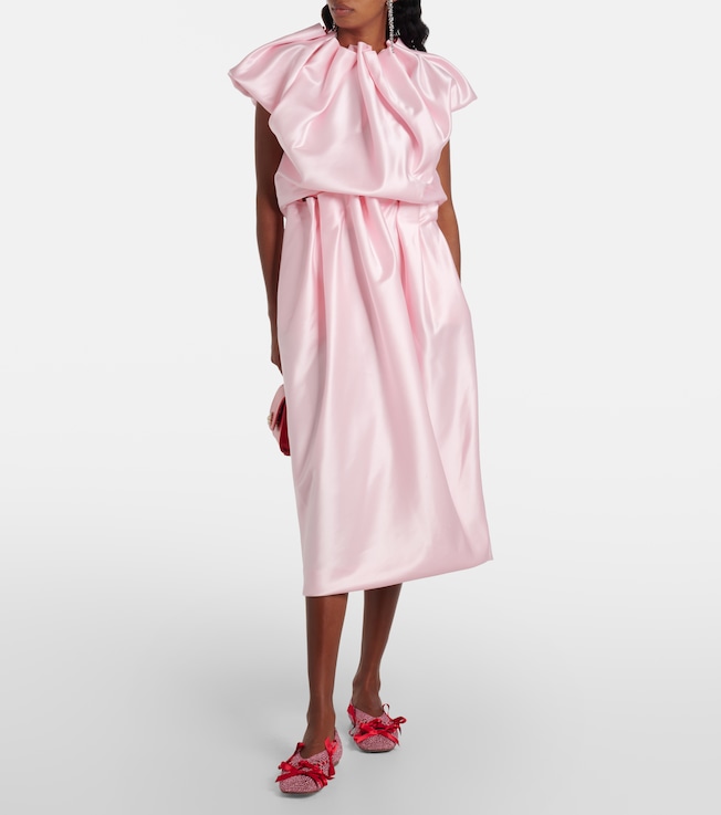 Simone Rocha Draped satin midi skirt