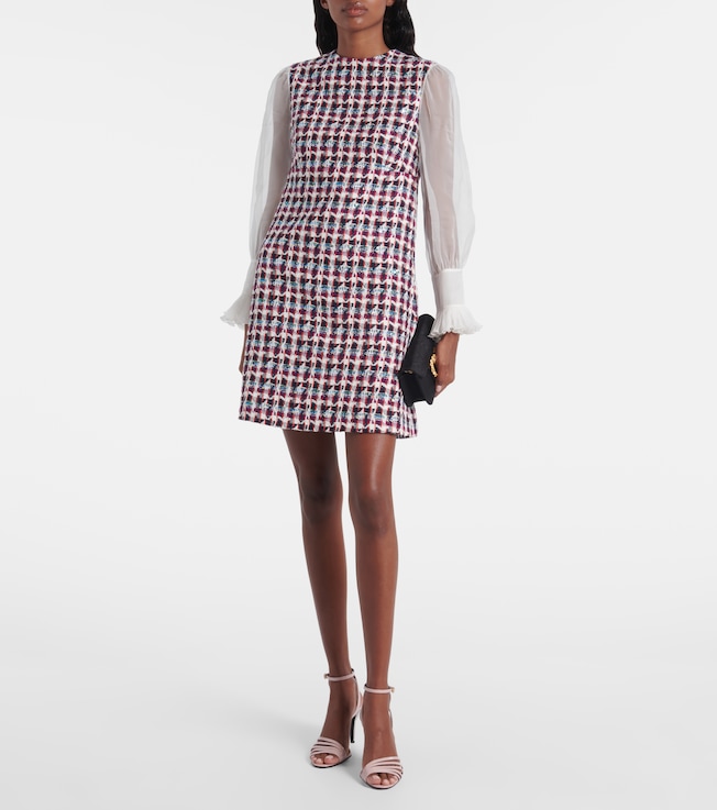 Valentino Embellished wool-blend tweed minidress