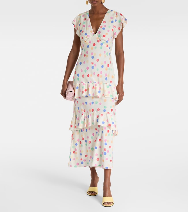 RIXO Meena polka-dot tiered maxi dress