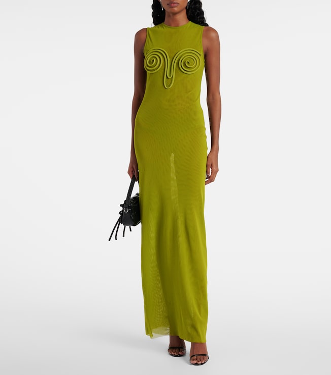 Jean Paul Gaultier Appliqué mesh maxi dress