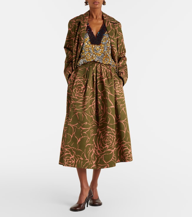 Dries Van Noten Floral sequined cotton wrap coat