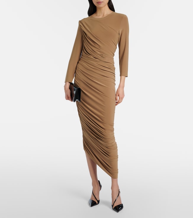 Norma Kamali Diana ruched jersey cocktail dress