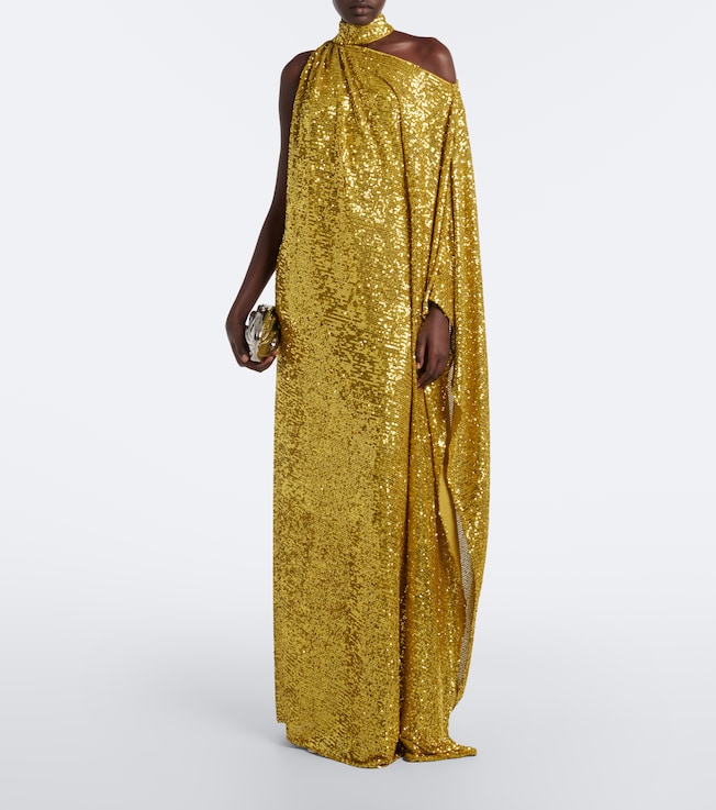 Taller Marmo Atlas Disco sequined one-shoulder gown