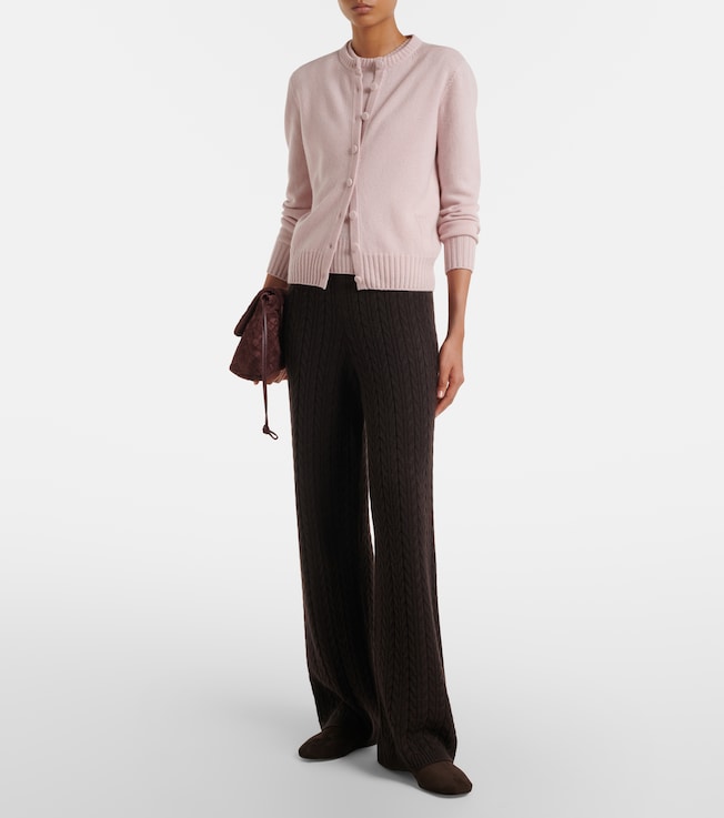 AGNONA Cable-knit cashmere wide-leg pants 