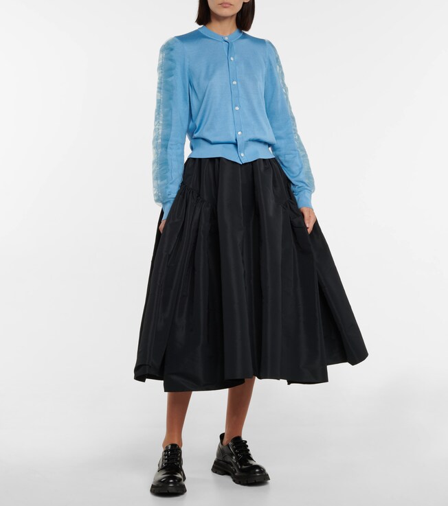 Noir Kei Ninomiya Tulle-trimmed silk cardigan