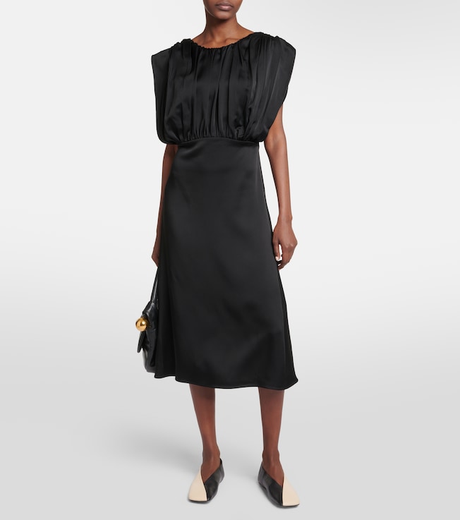 Jil Sander Draped satin midi dress