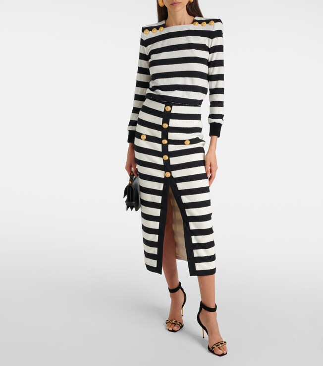 Balmain Striped midi skirt