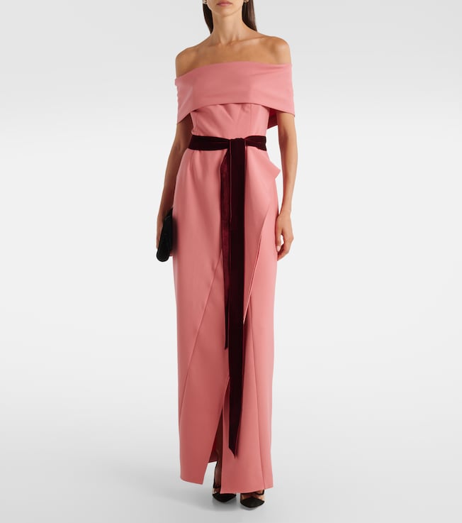 Oscar de la Renta Off-shoulder wool-blend gown