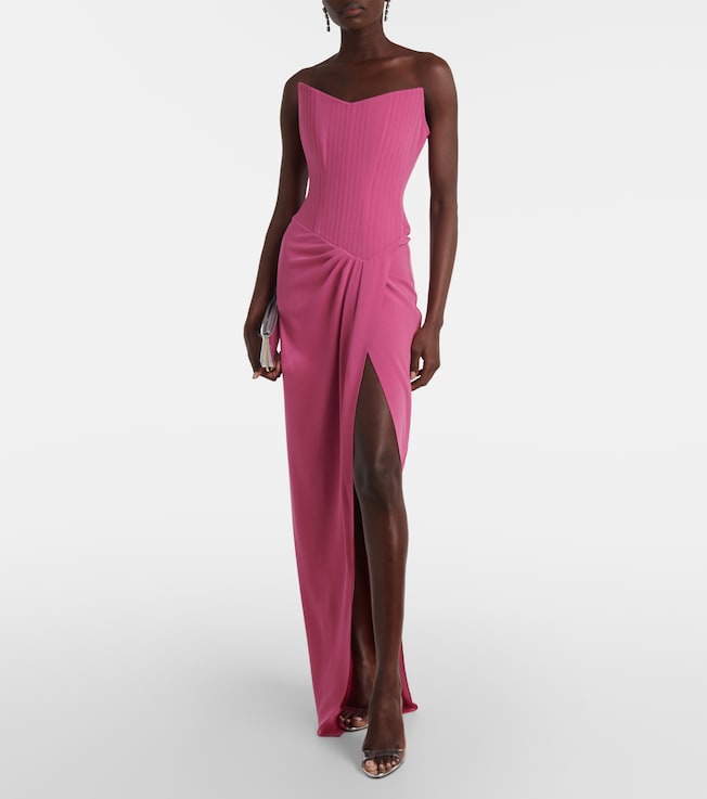 Alex Perry Draped crêpe corset gown