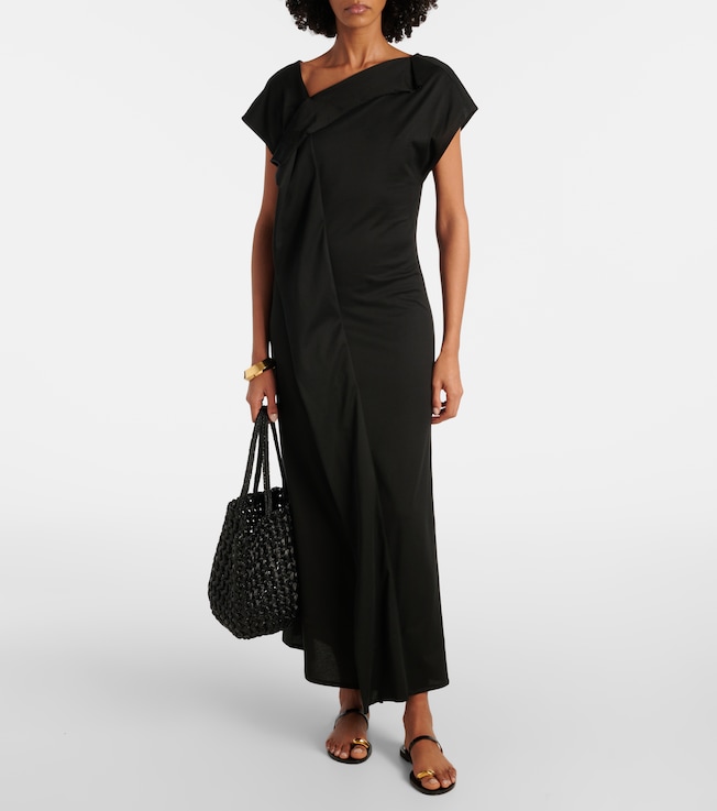 Plan C Asymmetric draped midi dress