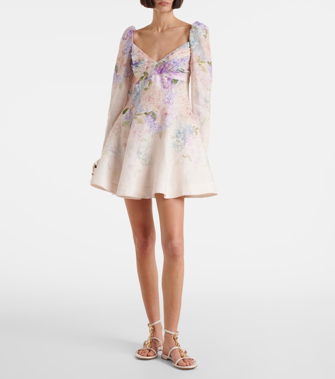 Zimmermann Dawning floral puff-sleeve linen minidress