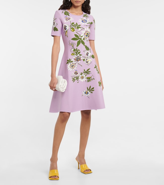 Oscar de la Renta Floral jacquard knit minidress