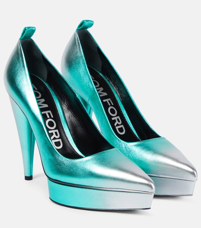Tom Ford Metallic leather platform pumps