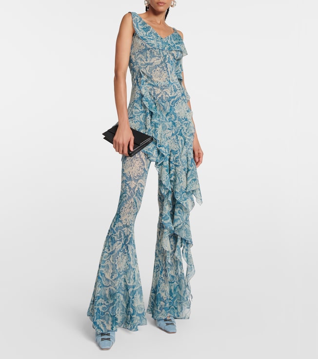 KNWLS Printed low-rise silk-blend pants