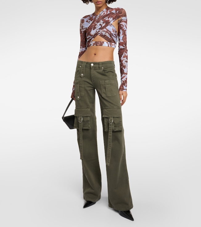 KNWLS Floral cutout jersey crop top 