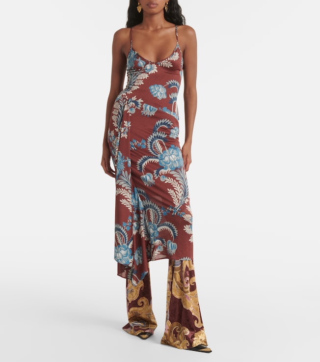 Etro Floral satin midi dress