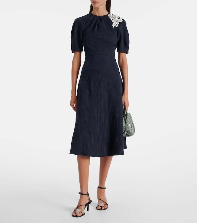 Erdem Floral cotton-blend jacquard midi dress