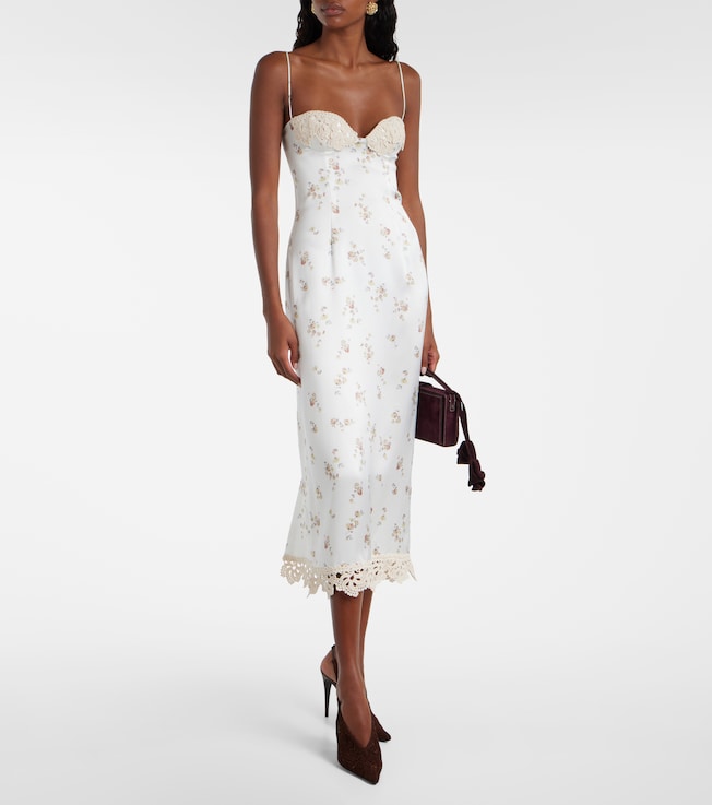 Magda Butrym Floral crochet-trimmed silk slip dress