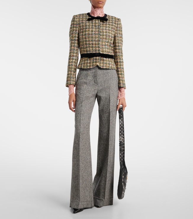 Valentino Velvet-trimmed lamé tweed jacket
