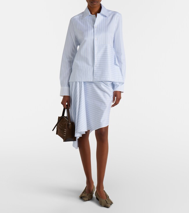 Jw Anderson Striped draped cotton poplin miniskirt