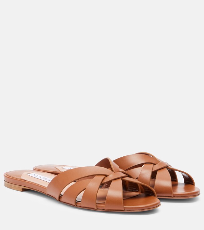 AQUAZZURA Copacabana leather slides