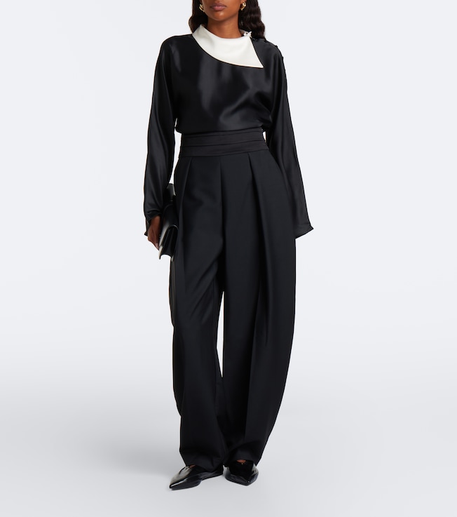 Róhe Pleated wool and mohair barrel-leg pants