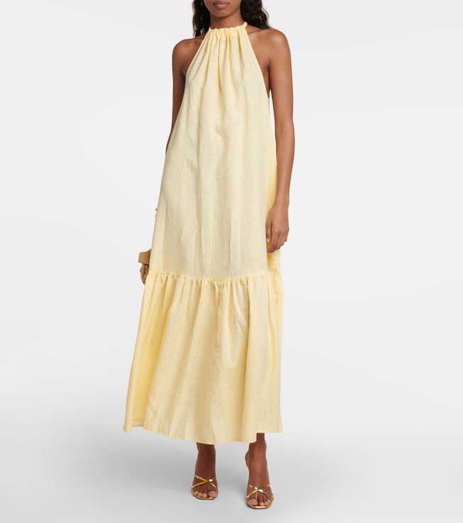 Asceno Ibiza halterneck linen maxi dress