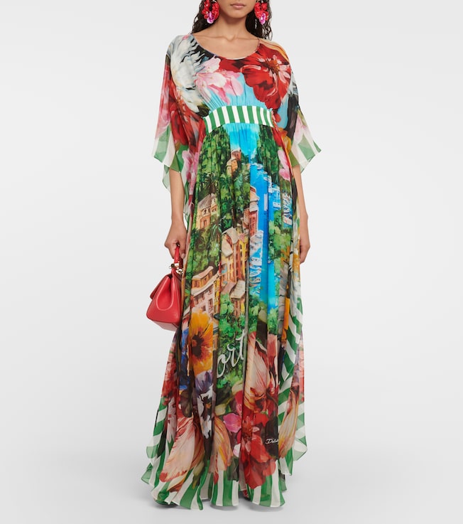 Dolce&Gabbana Portofino printed silk chiffon gown